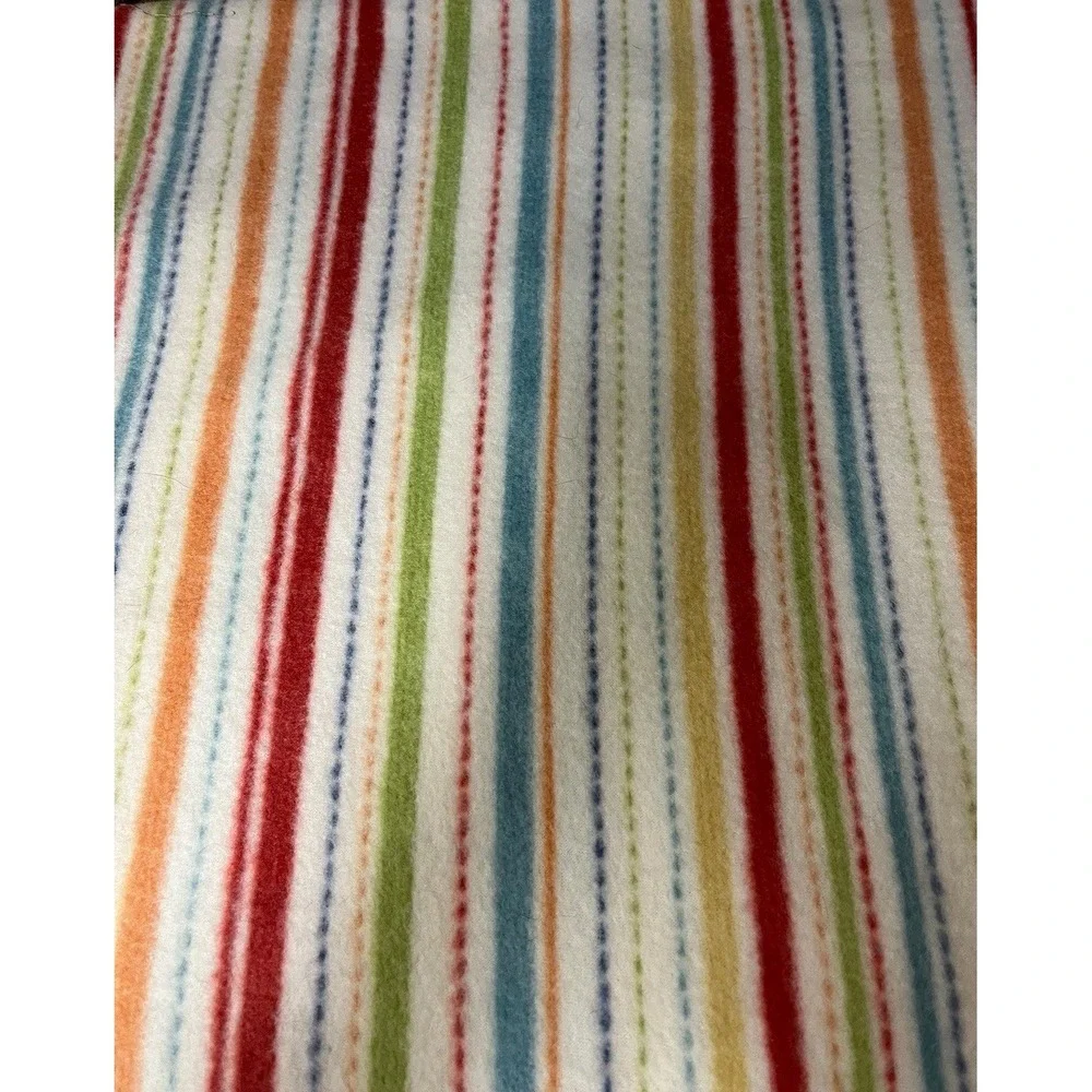 Quilt Craft Sewing Material Fleece Fabric Multicolor Stripe Blue Red Green White